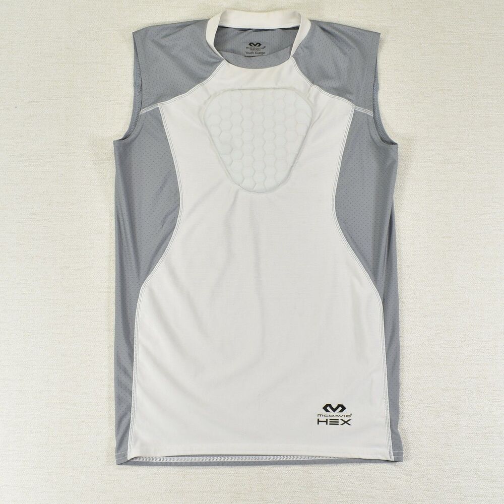 McDavid HEX Sternum Shirt Youth XL White Padded Chest Protector Heart Guard